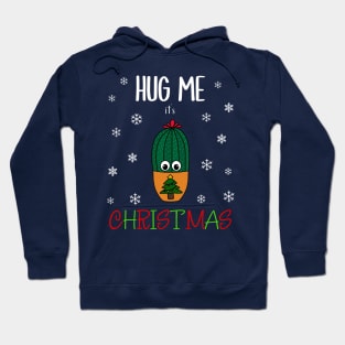 Hug Me It's Christmas - Cactus In Christmas Tree Pot Hoodie